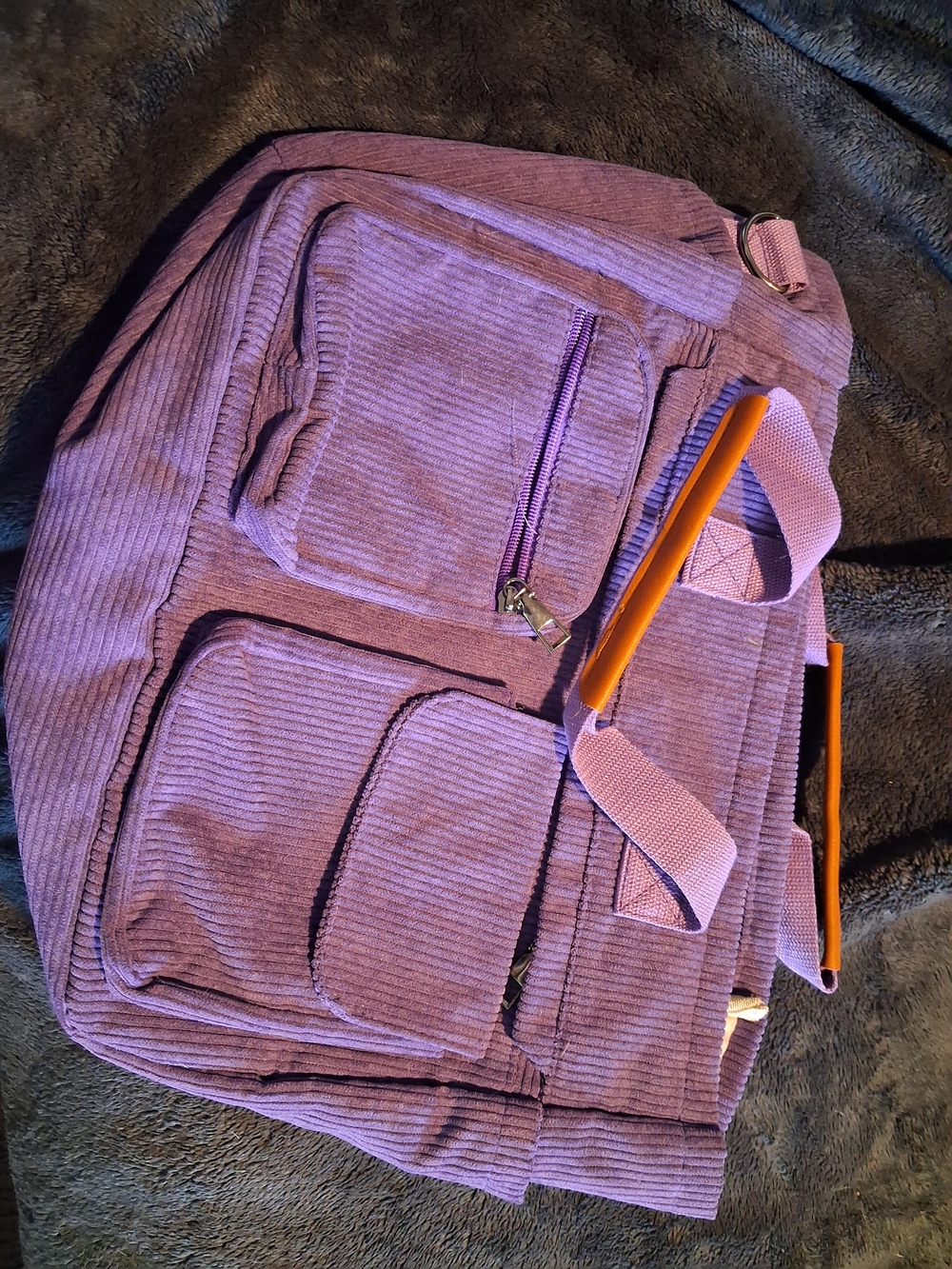 Purple Corduroy Women's Tote Bag